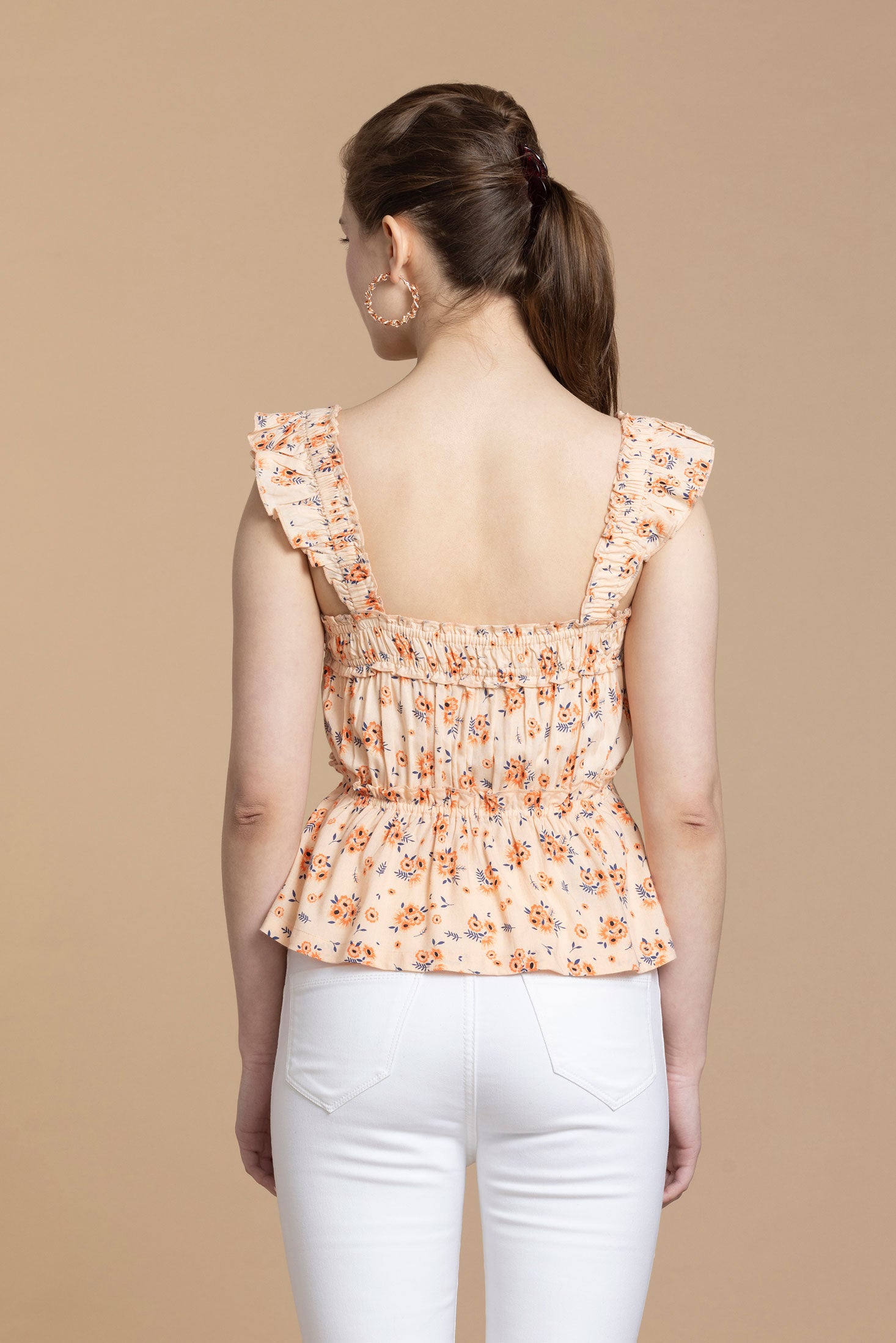 Bohera Sashiko Floral Peplum Top - Myra USA