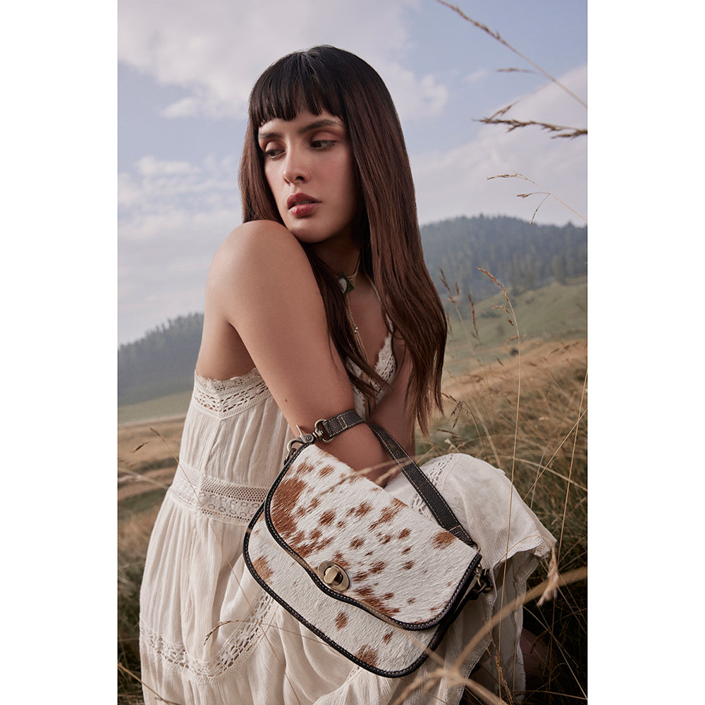 Angus Ridge Leather & Hairon Bag in Light Hair-on Hide - Myra USA