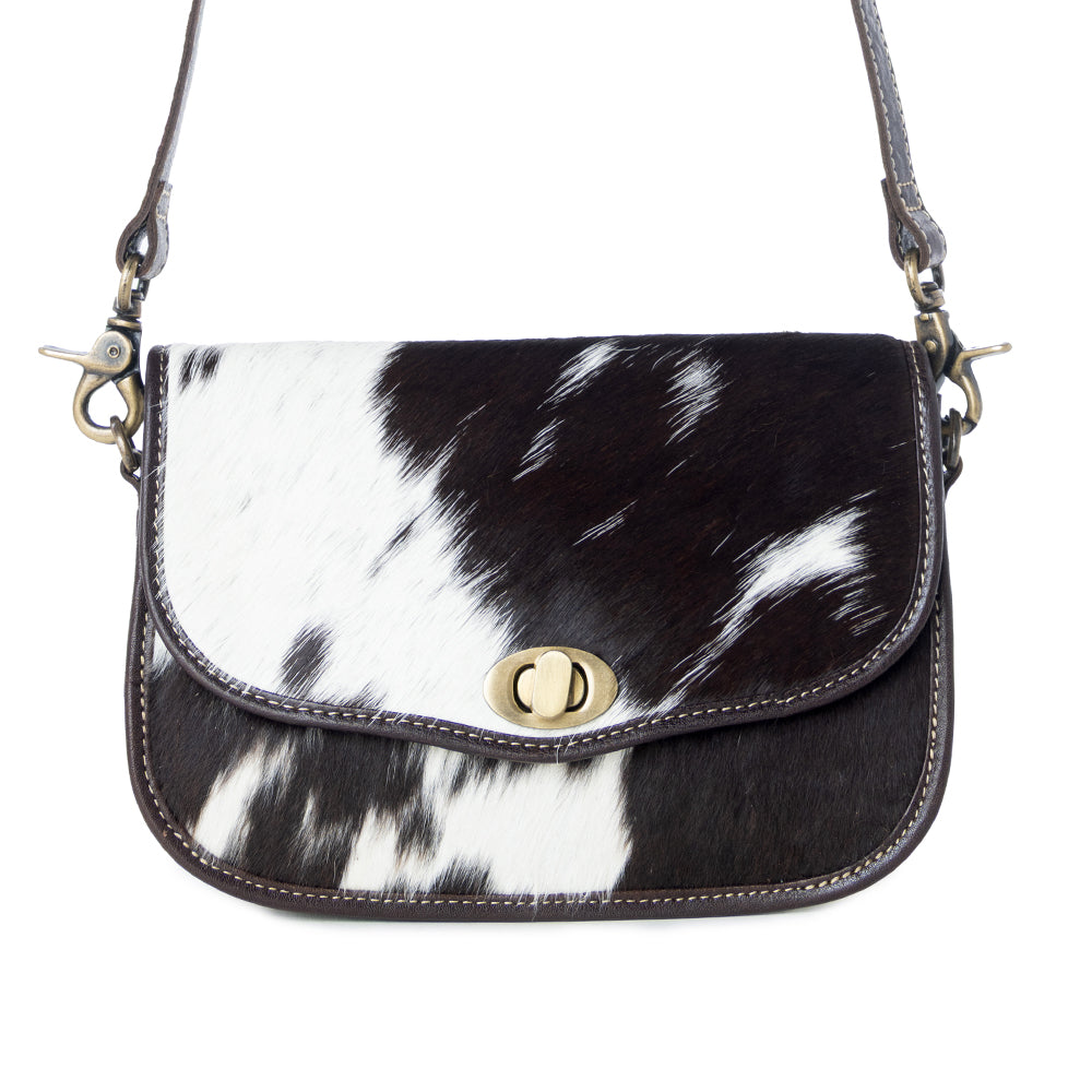 Angus Ridge Leather & Hairon Bag In Dark Hair-On Hide