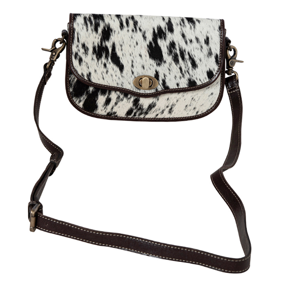 Angus Ridge Leather & Hairon Bag In Dark Hair-On Hide - Myra USA