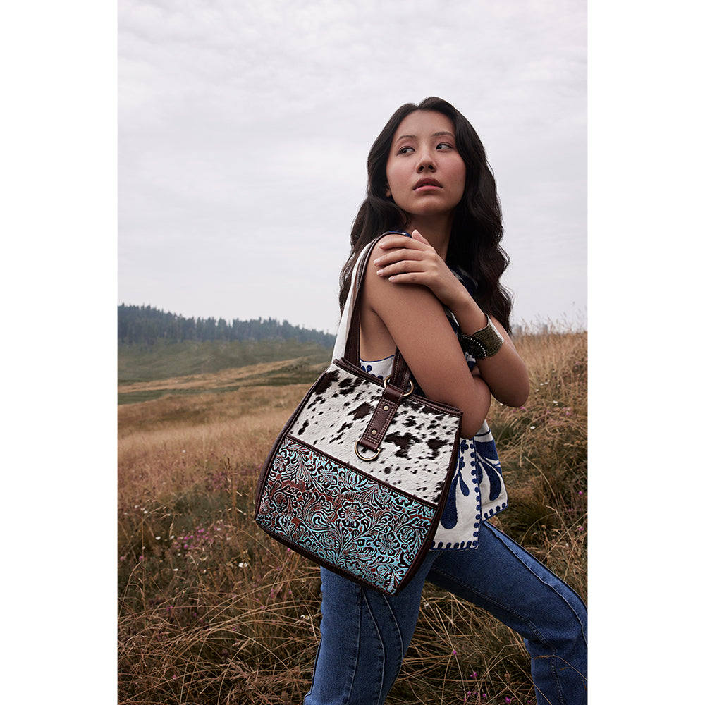 Mountain Trail Convertible Leather & Hairon Bag - Myra USA