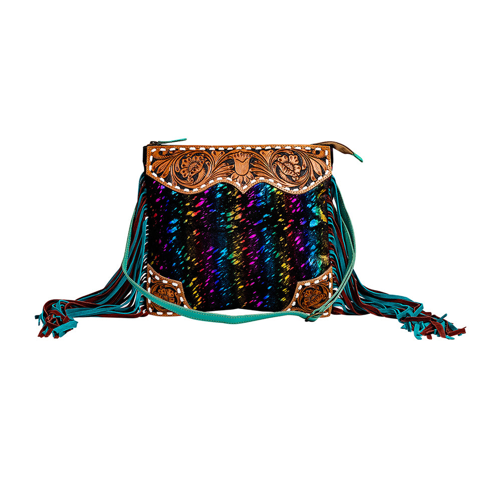 Galaxy Fire Fringed Hand-Tooled Bag - Myra USA
