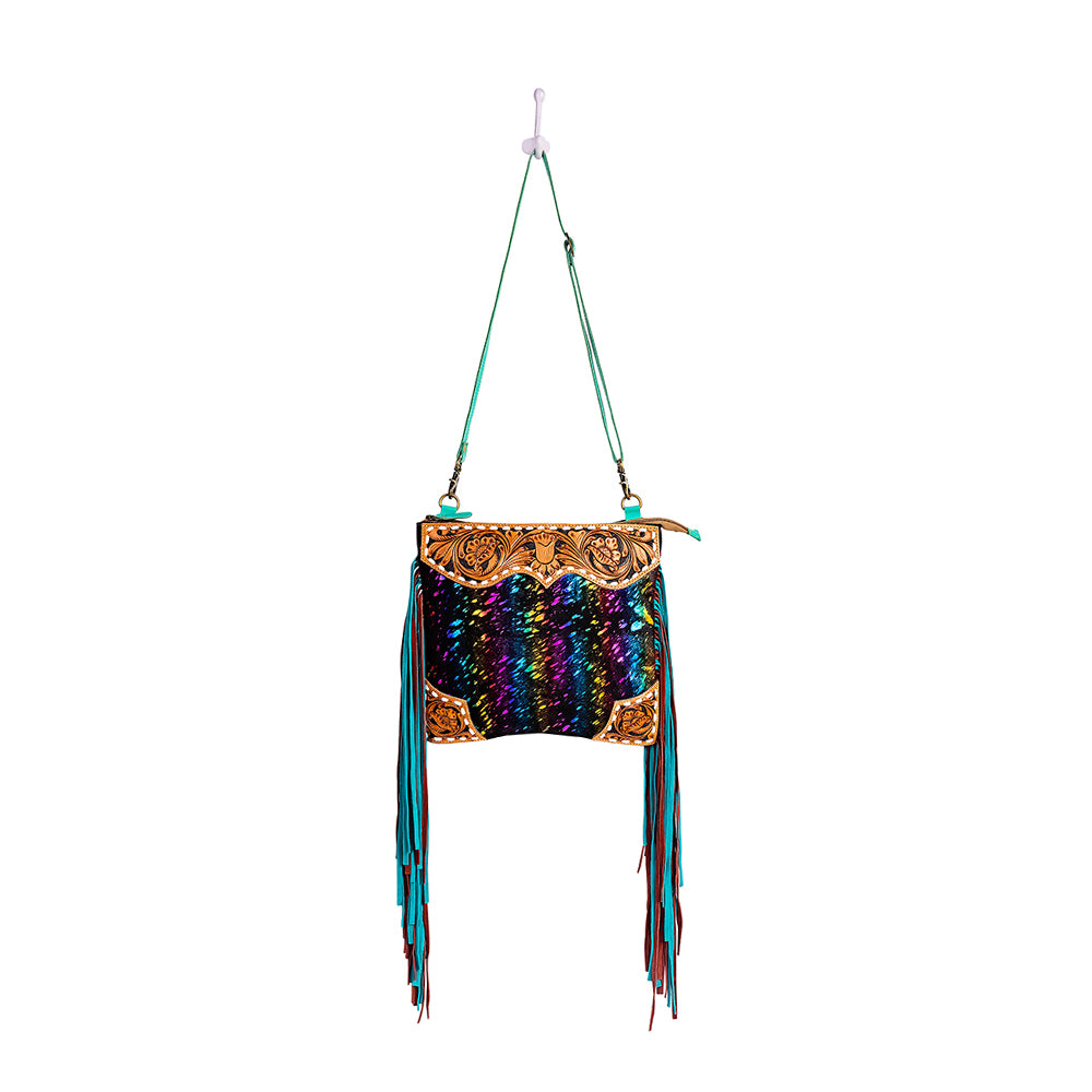 Galaxy Fire Fringed Hand-Tooled Bag - Myra USA