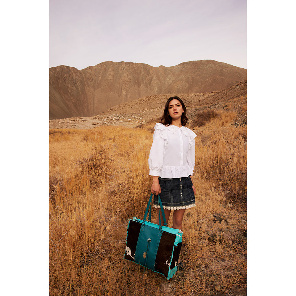 Sky Falcon Canvas & Hairon Bag in Dark - Myra USA