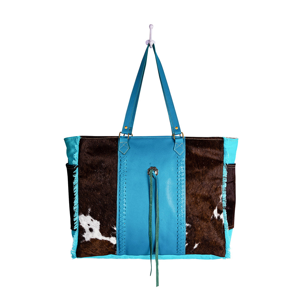 Sky Falcon Canvas & Hairon Bag in Dark - Myra USA