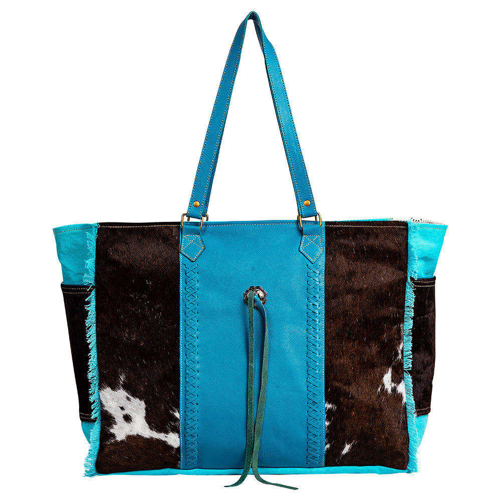 Sky Falcon Canvas & Hairon Bag in Dark - Myra USA