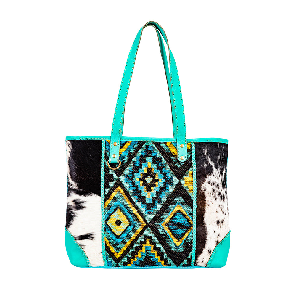 Tonga Ridge Tote Bag In Turquoise - Myra USA