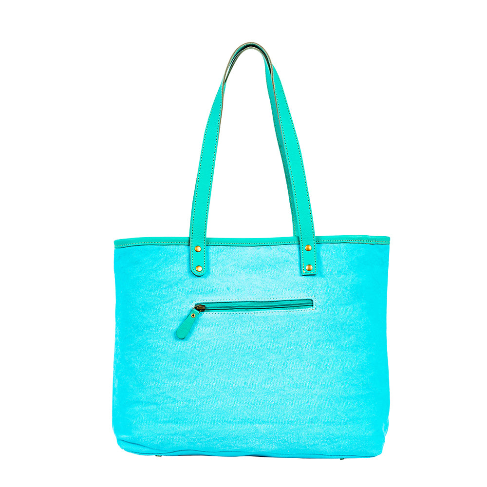 Tonga Ridge Tote Bag In Turquoise - Myra USA