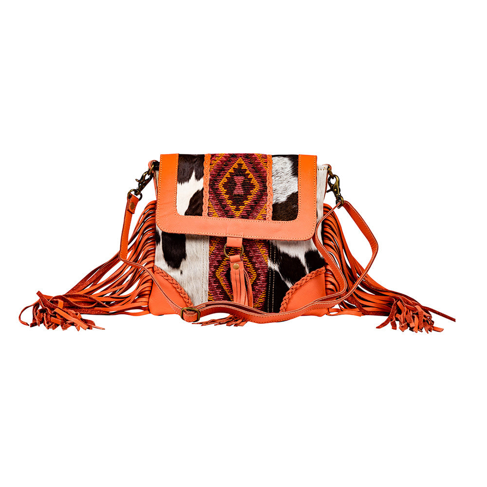 Tonga Ridge Canvas & Hairon Bag In Orange - Myra USA