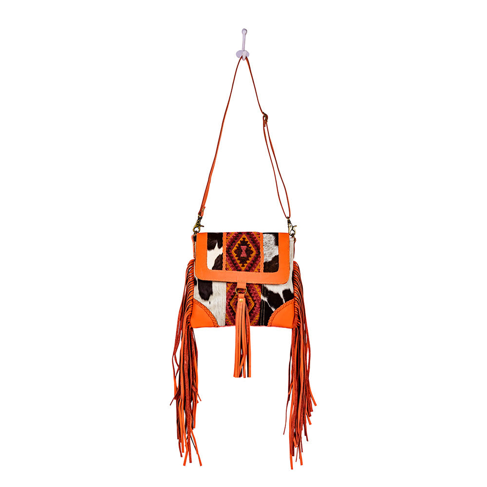 Tonga Ridge Canvas & Hairon Bag In Orange - Myra USA