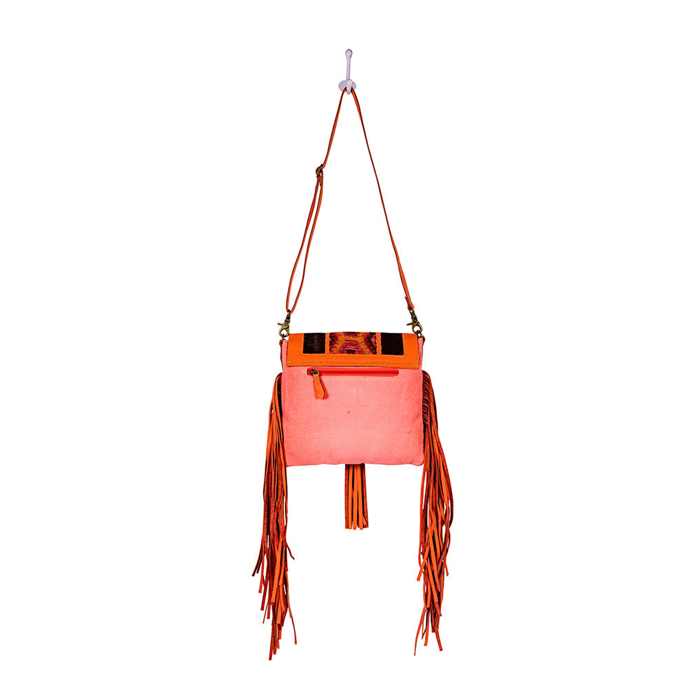 Tonga Ridge Canvas & Hairon Bag In Orange - Myra USA