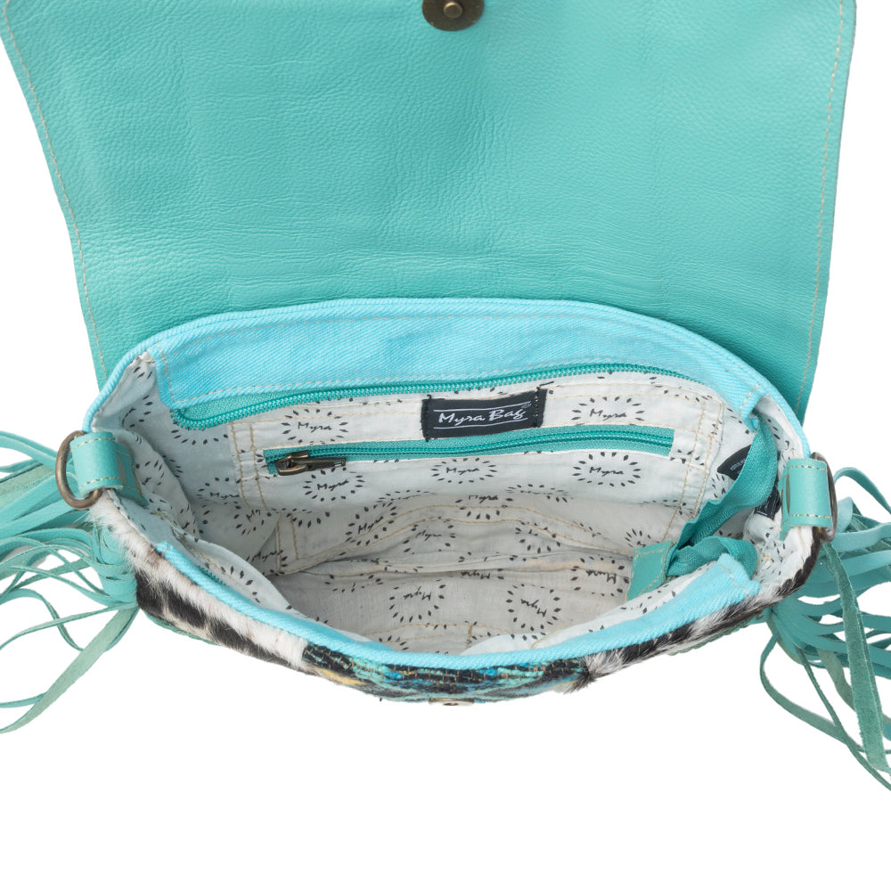 Tonga Ridge Canvas & Hairon Bag In Turquoise