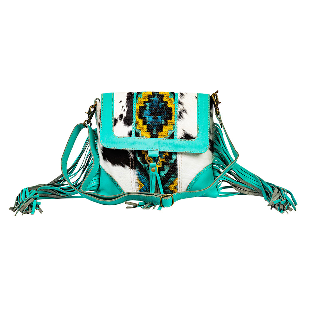 Tonga Ridge Canvas & Hairon Bag In Turquoise - Myra USA