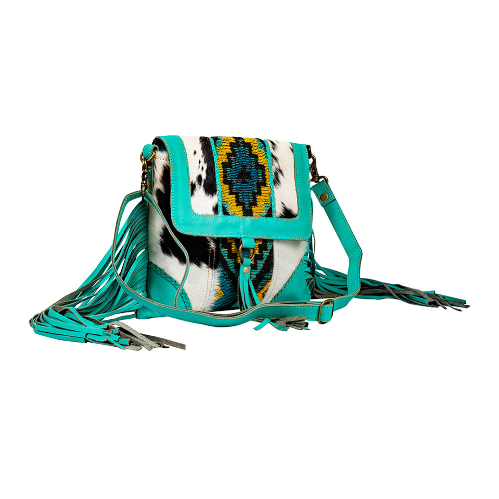 Tonga Ridge Canvas & Hairon Bag In Turquoise - Myra USA