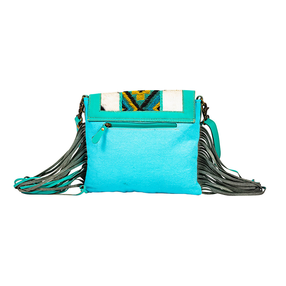 Tonga Ridge Canvas & Hairon Bag In Turquoise - Myra USA