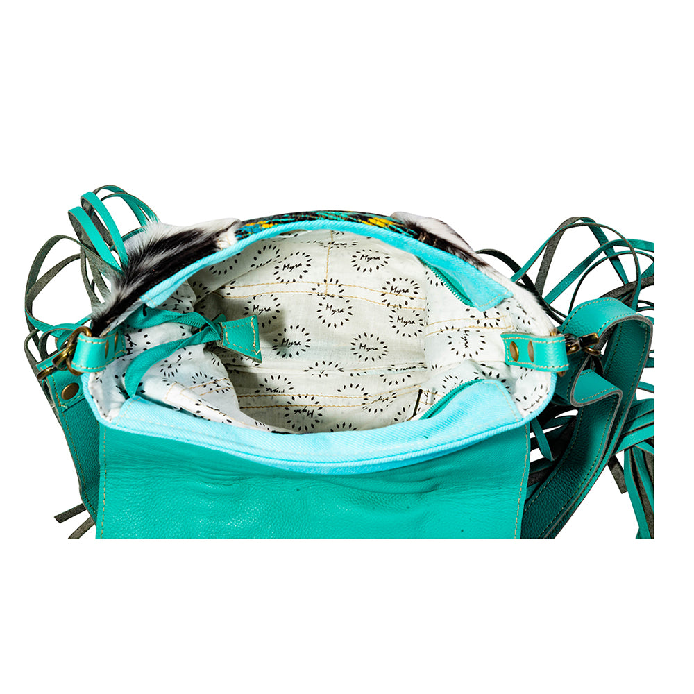 Tonga Ridge Canvas & Hairon Bag In Turquoise - Myra USA
