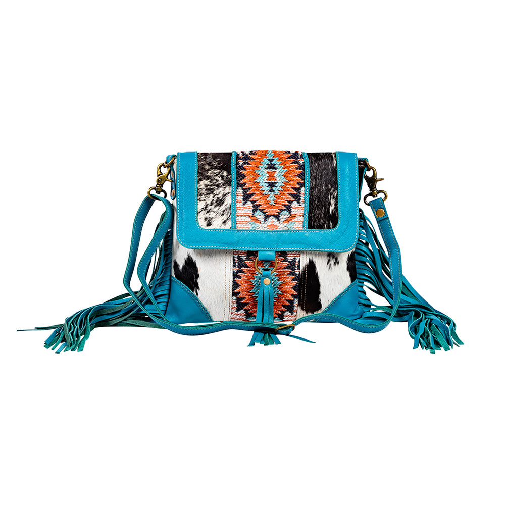Tonga Ridge Canvas & Hairon Bag In Blue - Myra USA