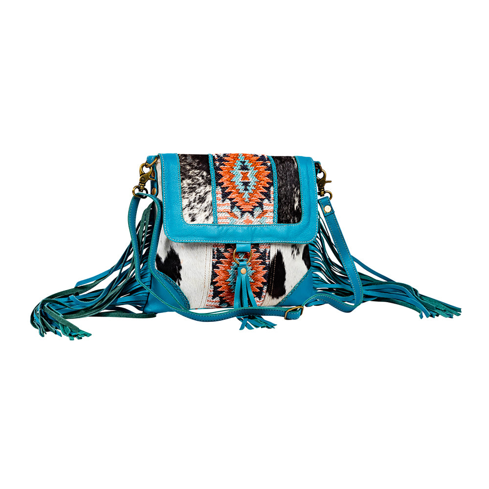 Tonga Ridge Canvas & Hairon Bag In Blue - Myra USA