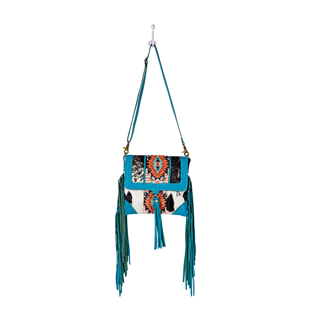 Tonga Ridge Canvas & Hairon Bag In Blue - Myra USA