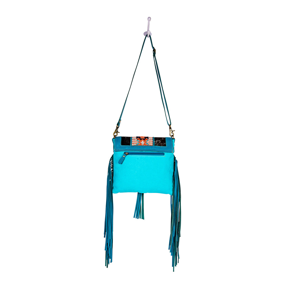 Tonga Ridge Canvas & Hairon Bag In Blue - Myra USA