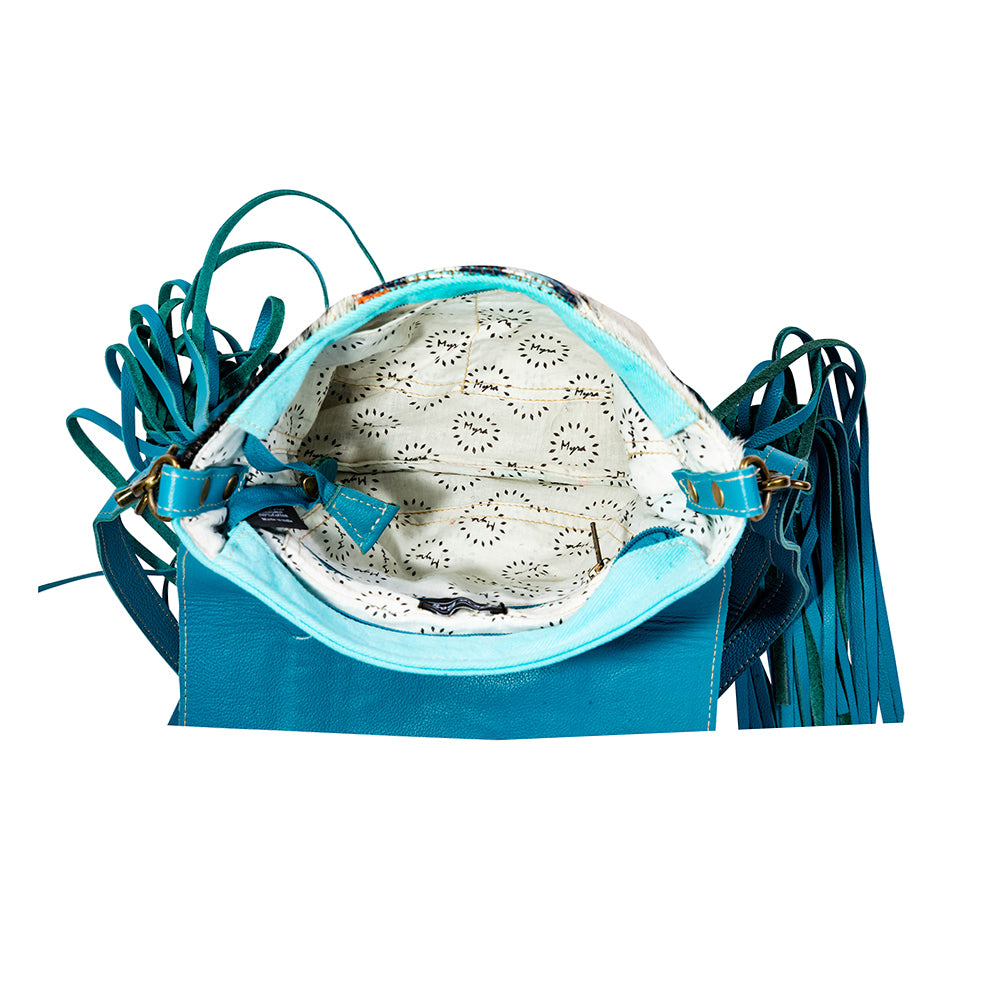 Tonga Ridge Canvas & Hairon Bag In Blue - Myra USA