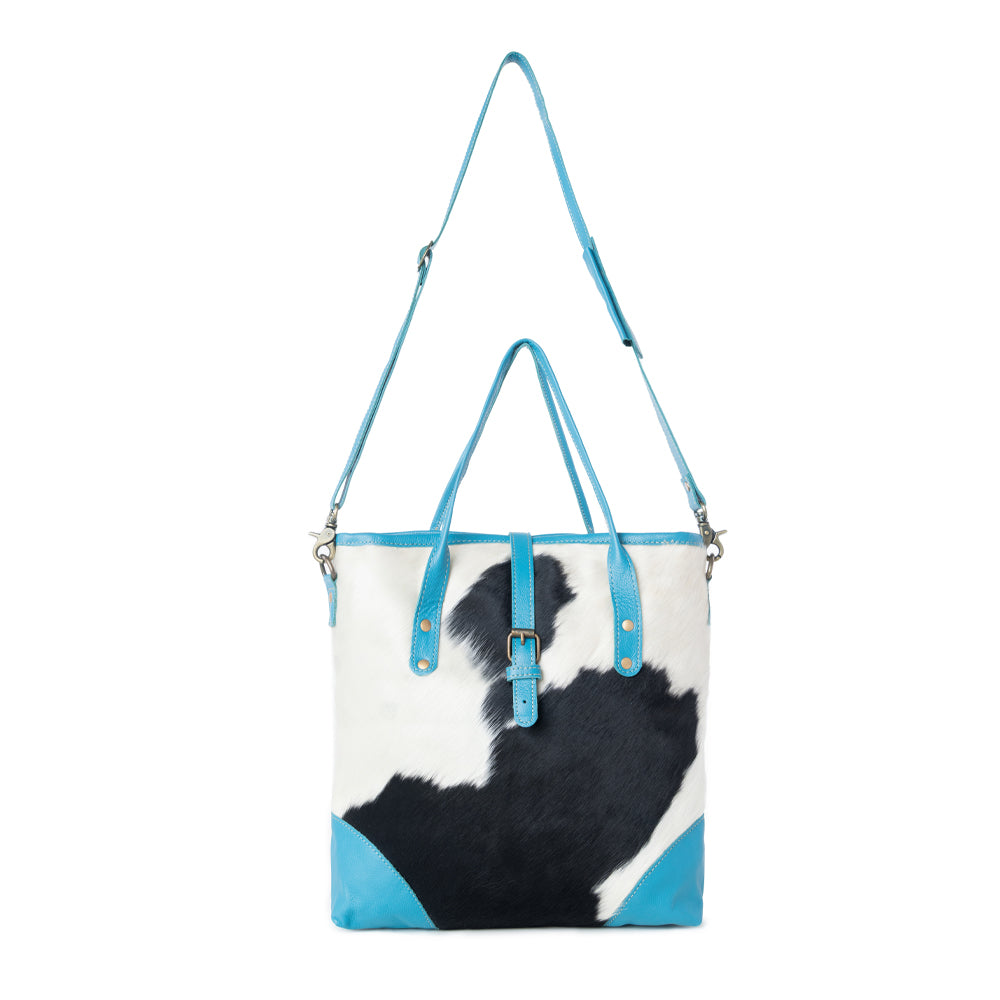 Pecos Pointe Canvas & Hairon Bag In Blue - Myra USA