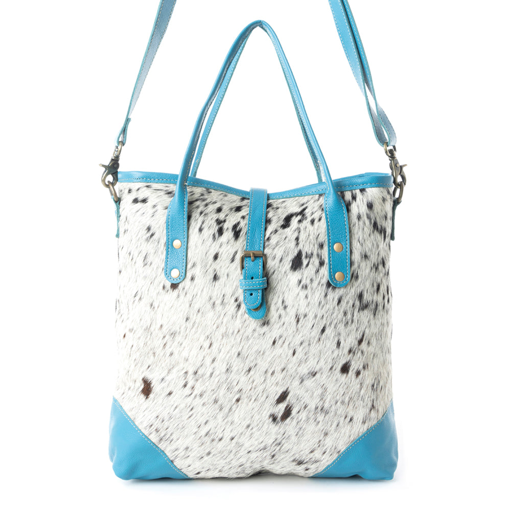Pecos Pointe Canvas & Hairon Bag In Blue - Myra USA