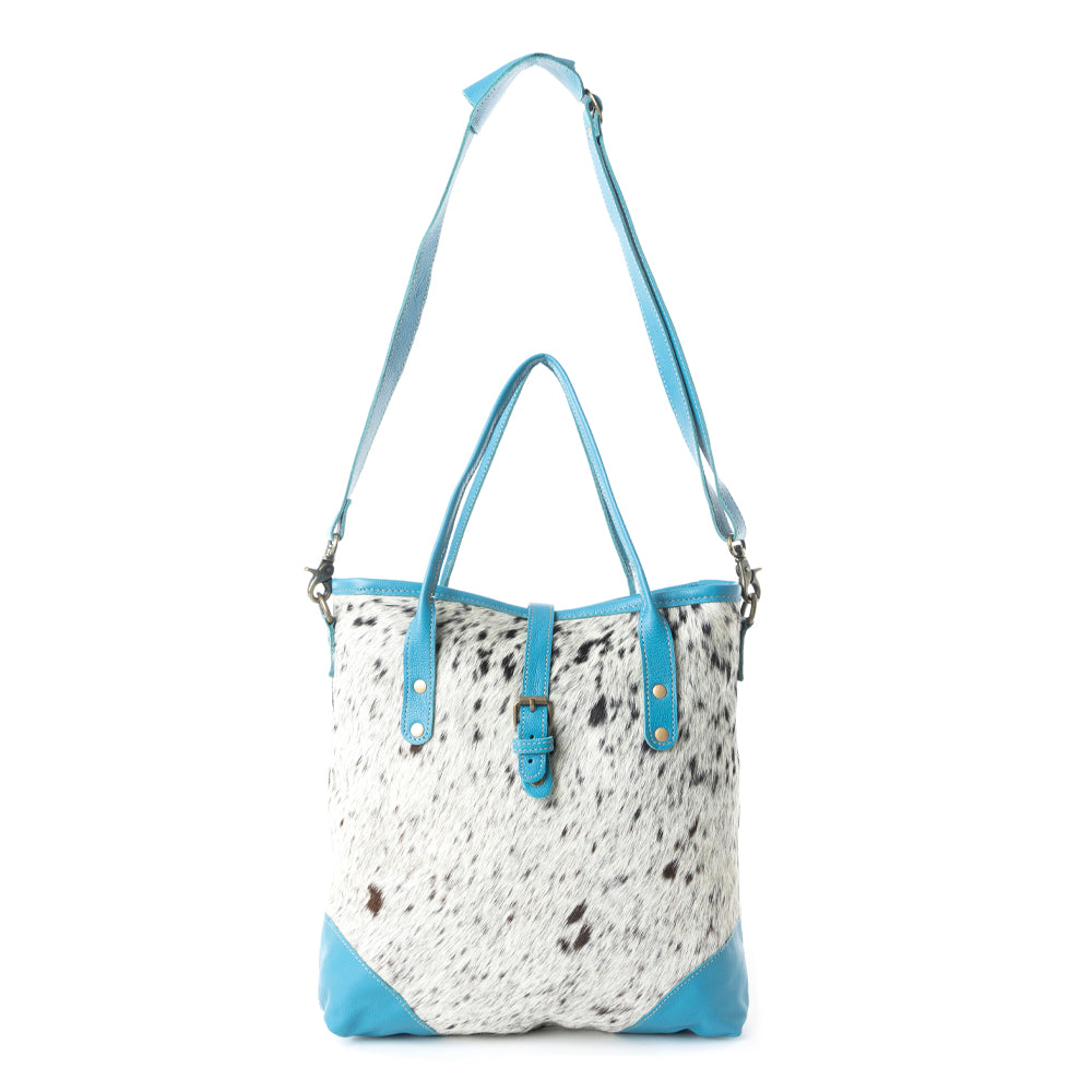 Pecos Pointe Canvas & Hairon Bag In Blue - Myra USA