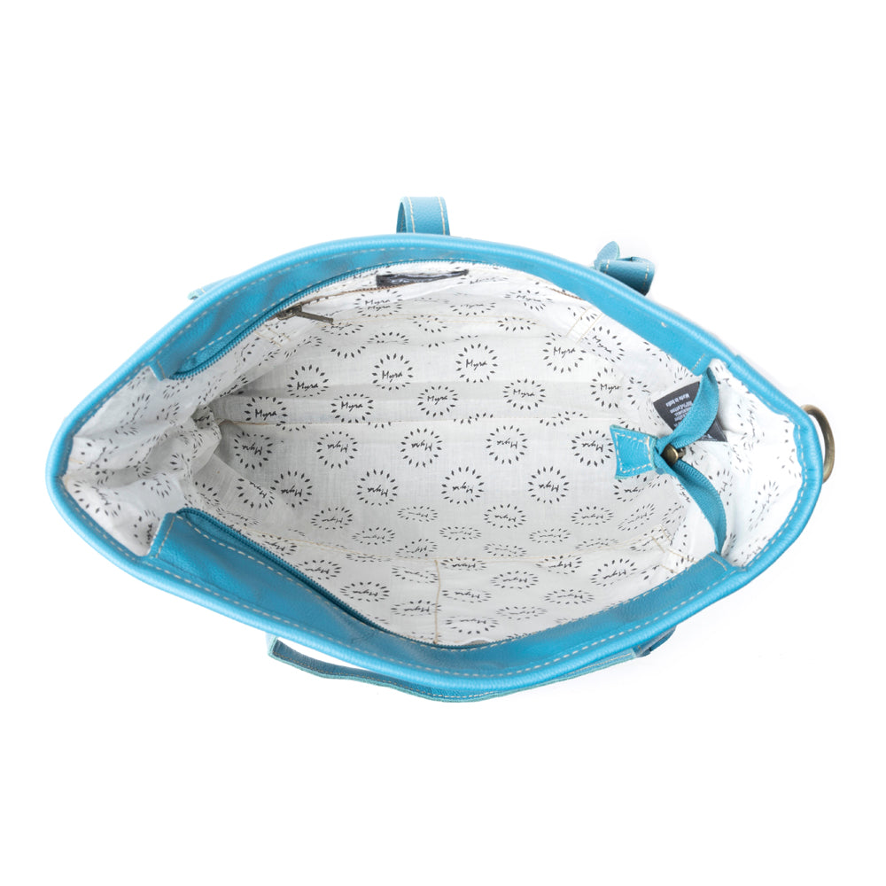 Pecos Pointe Canvas & Hairon Bag In Blue - Myra USA