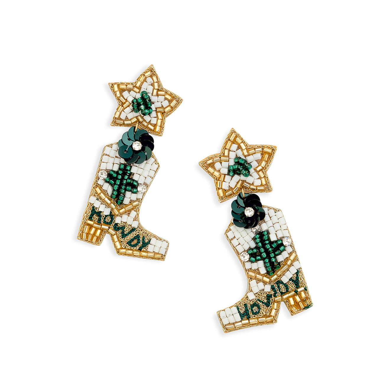 Star of the Rodeo Beaded Boot Earrings - Myra USA