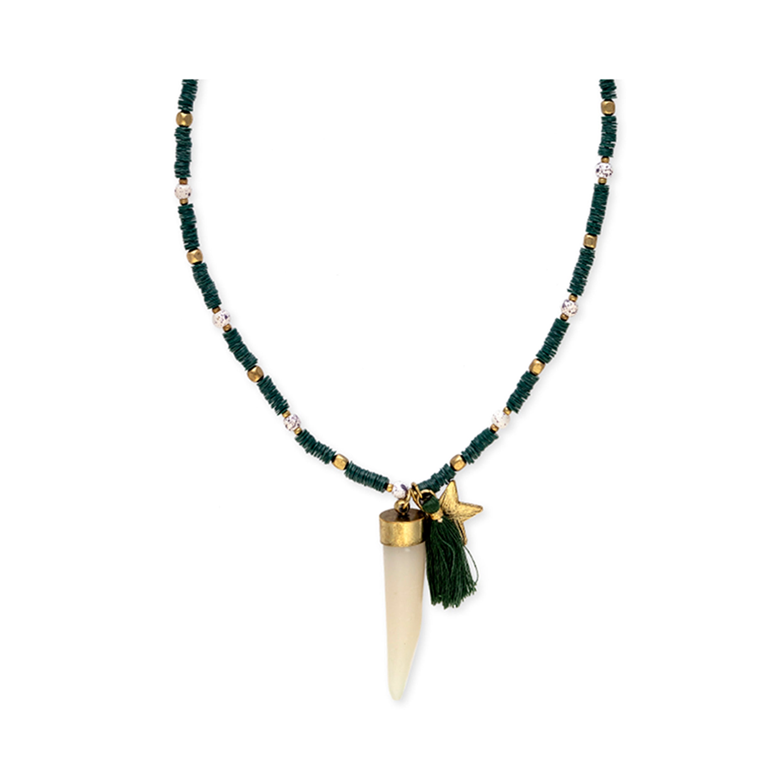 Star Tusk Necklace In Malachite Green - Myra USA