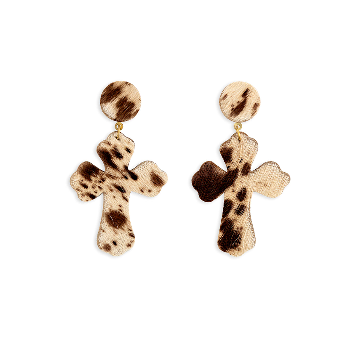 Cross Hair-On Hide Earrings - Myra USA