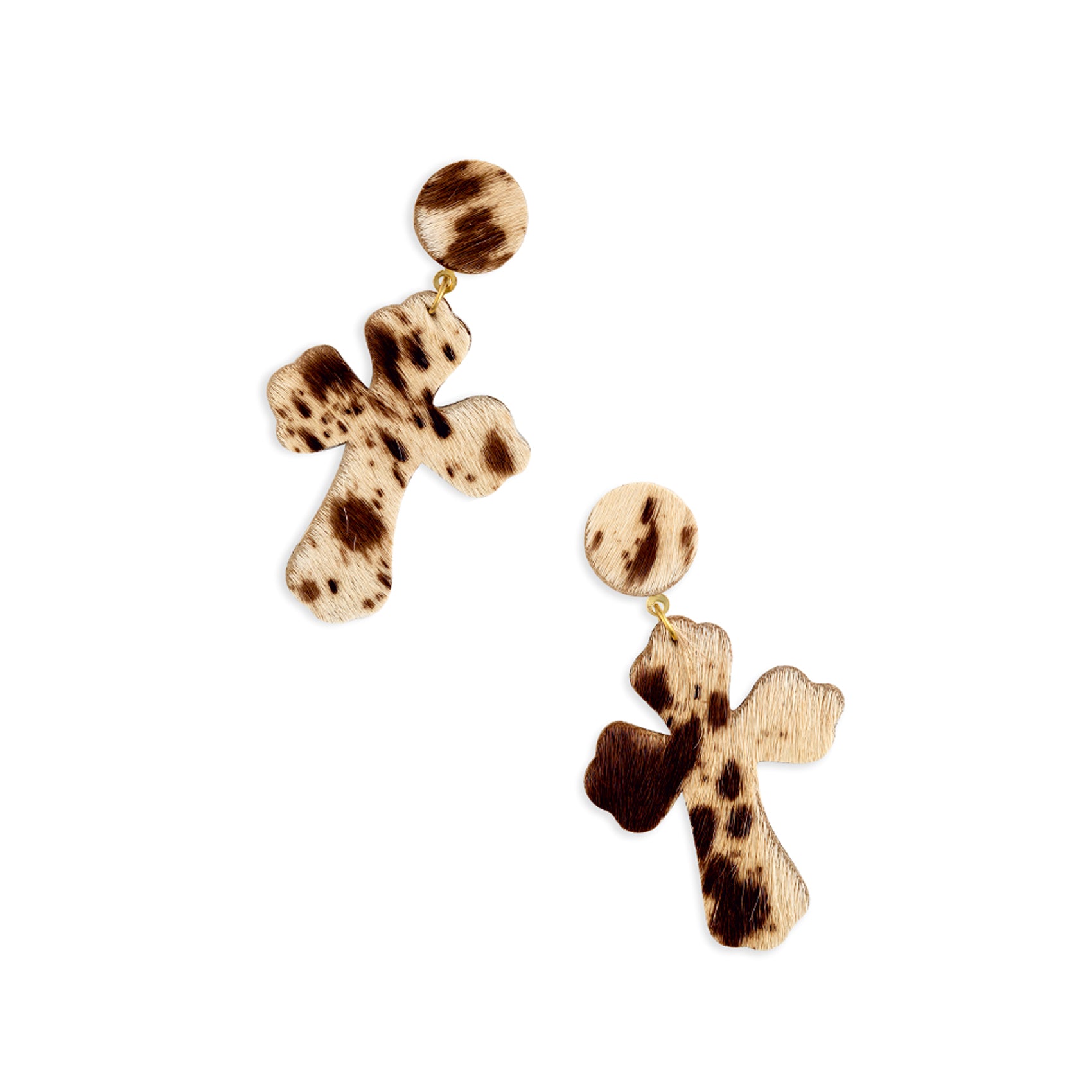 Cross Hair-On Hide Earrings - Myra USA