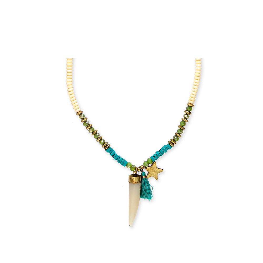 Star Tusk Necklace In Turqouise Blue - Myra USA