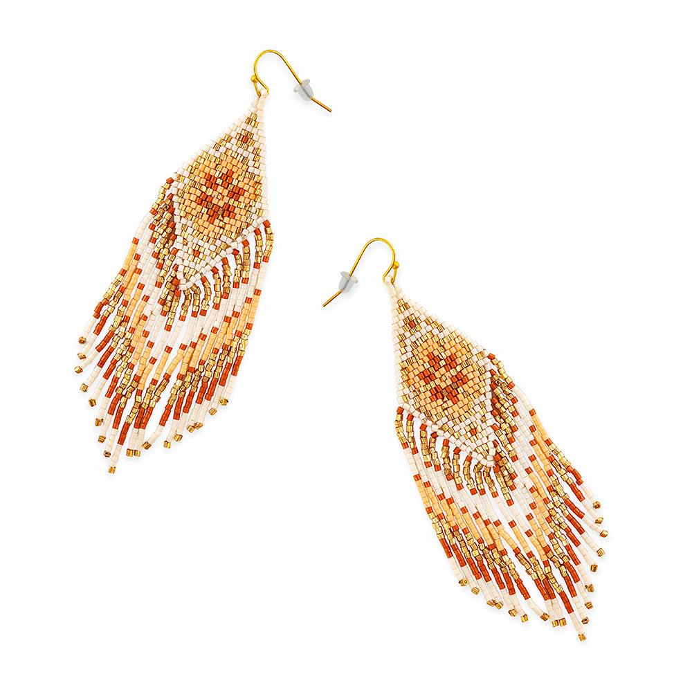 Falcon Feather Beaded Earrings - Myra USA