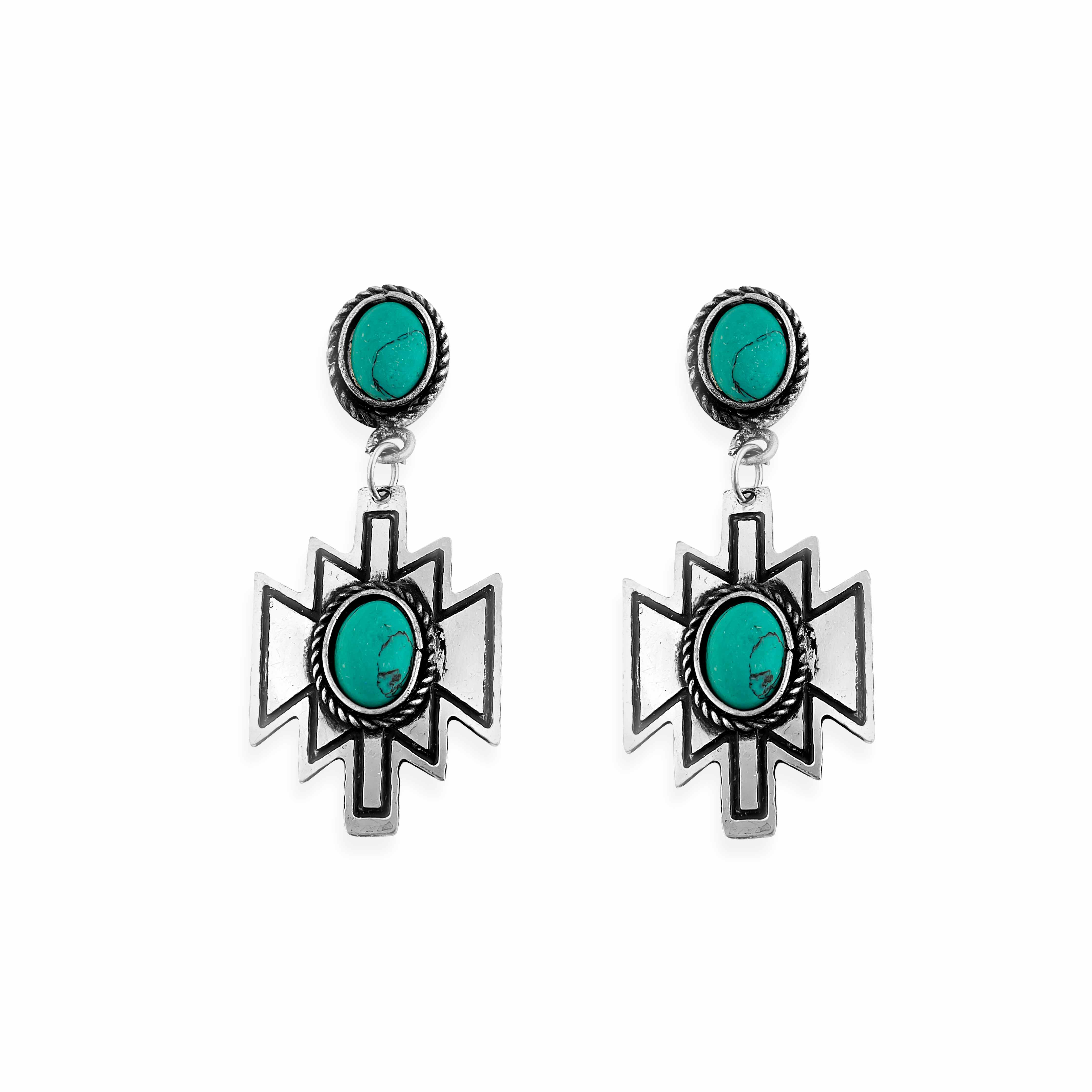 Heritage Medallion Turquoise Earrings - Myra USA