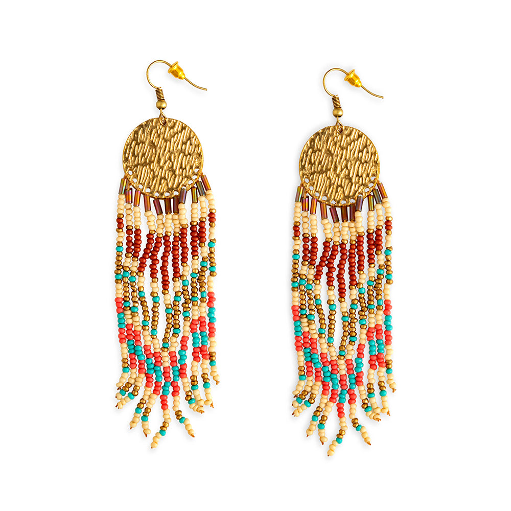 Sun's Radiance Beaded Earrings - Myra USA