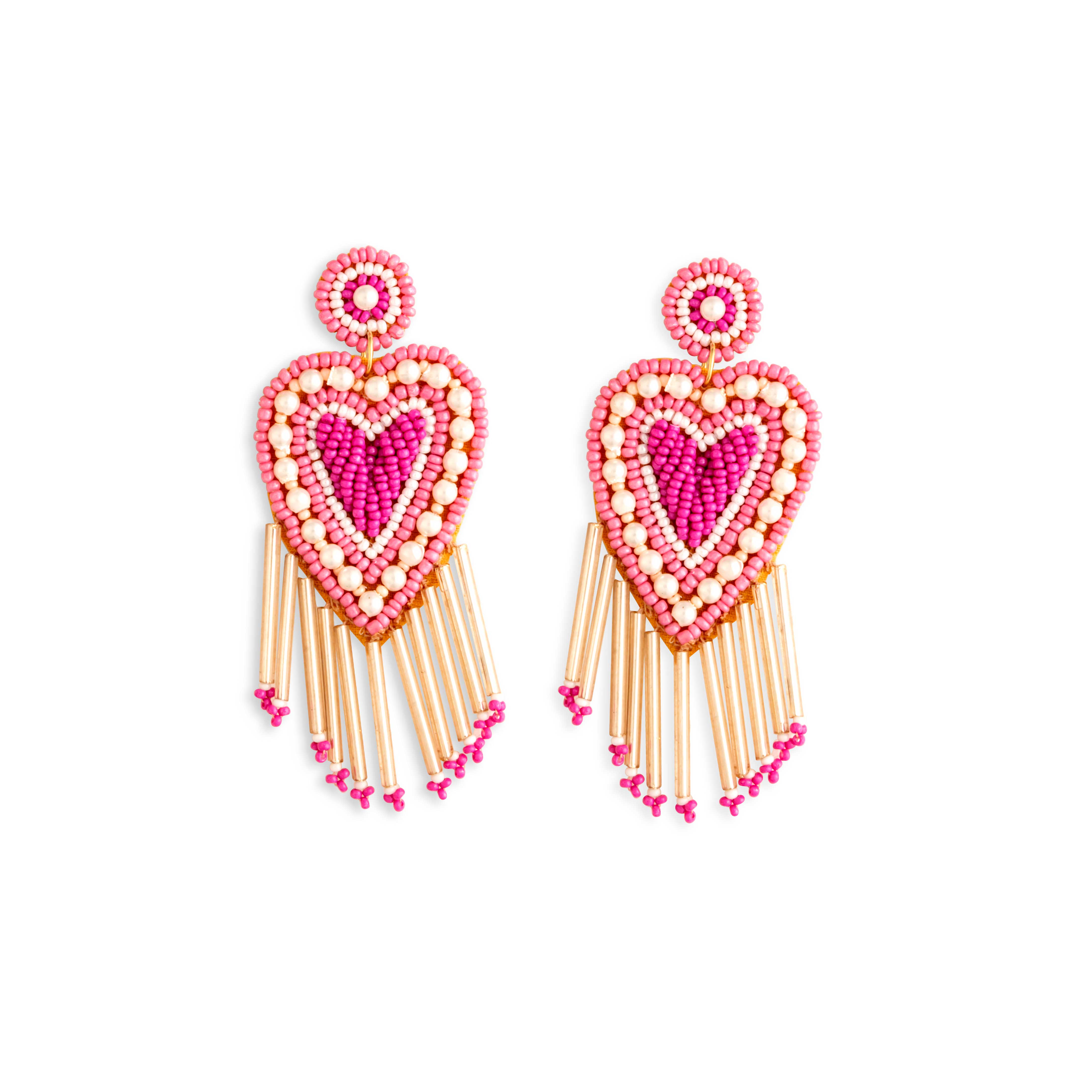Gracie Heart Beaded Earrings - Myra USA