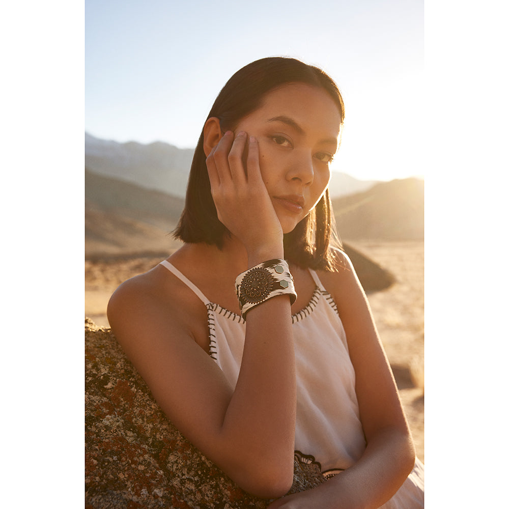 Brandianna Hair-On Hide Cuff Bracelet In Dark - Myra USA