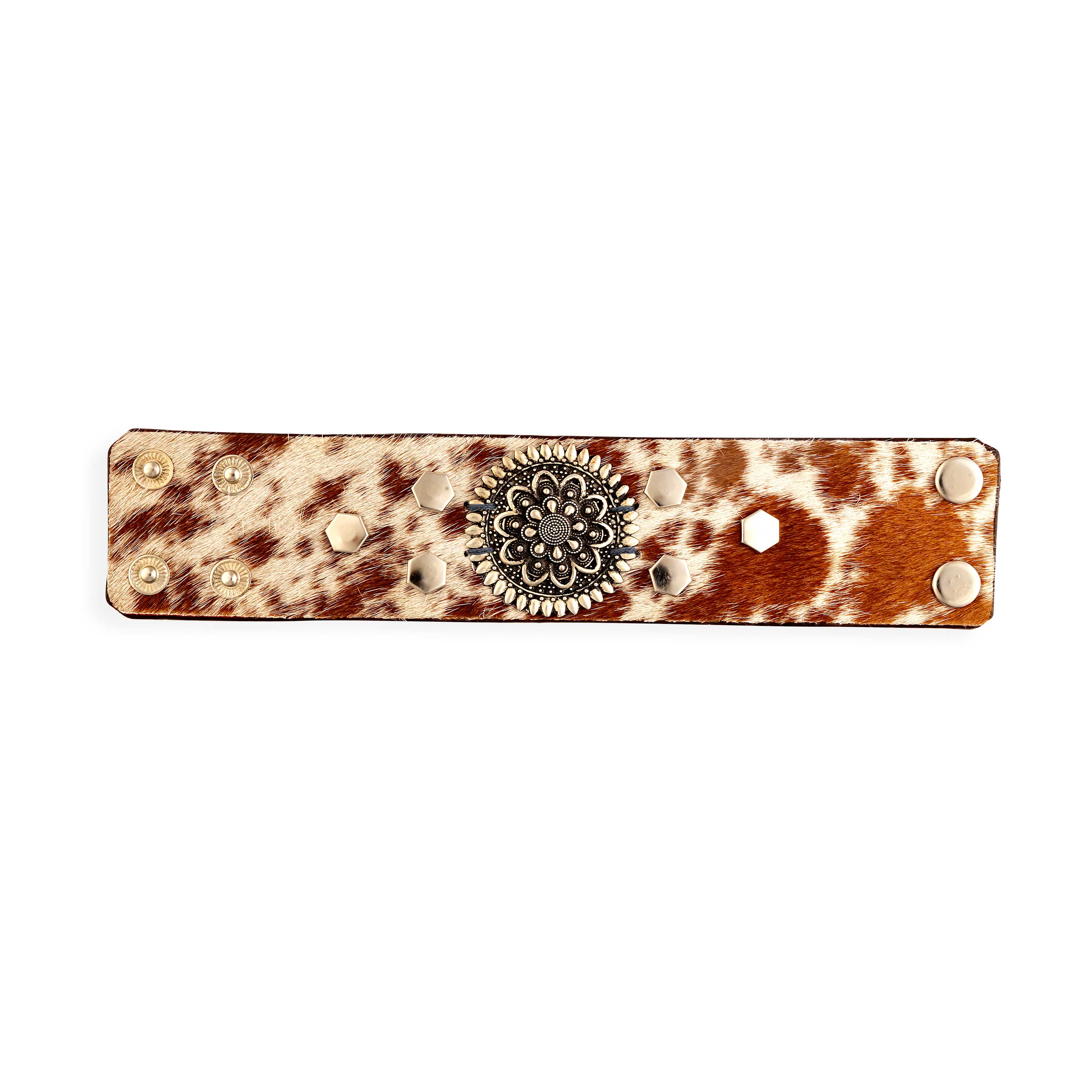 Brandianna Hair-On Hide Cuff Bracelet In Brown - Myra USA