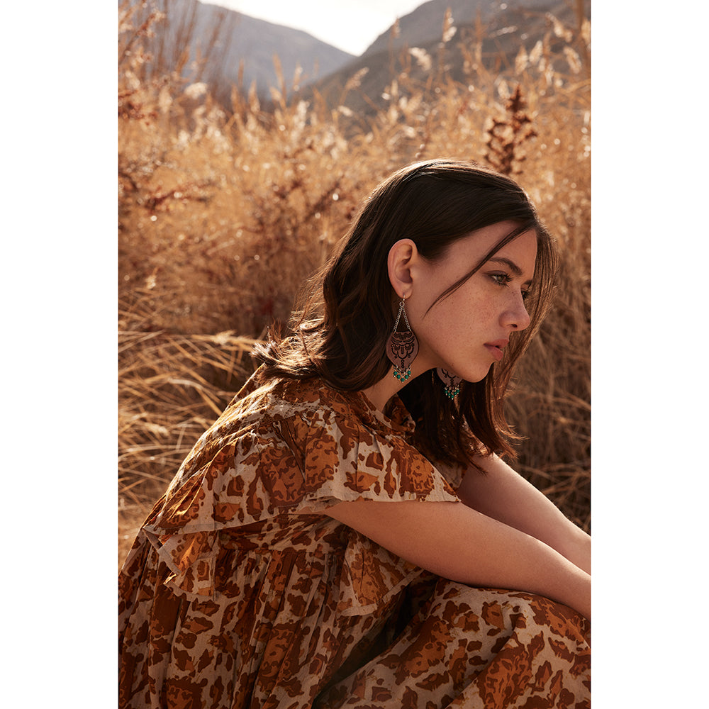 Blazing Mesa Hand-Tooled Leather Earrings - Myra USA