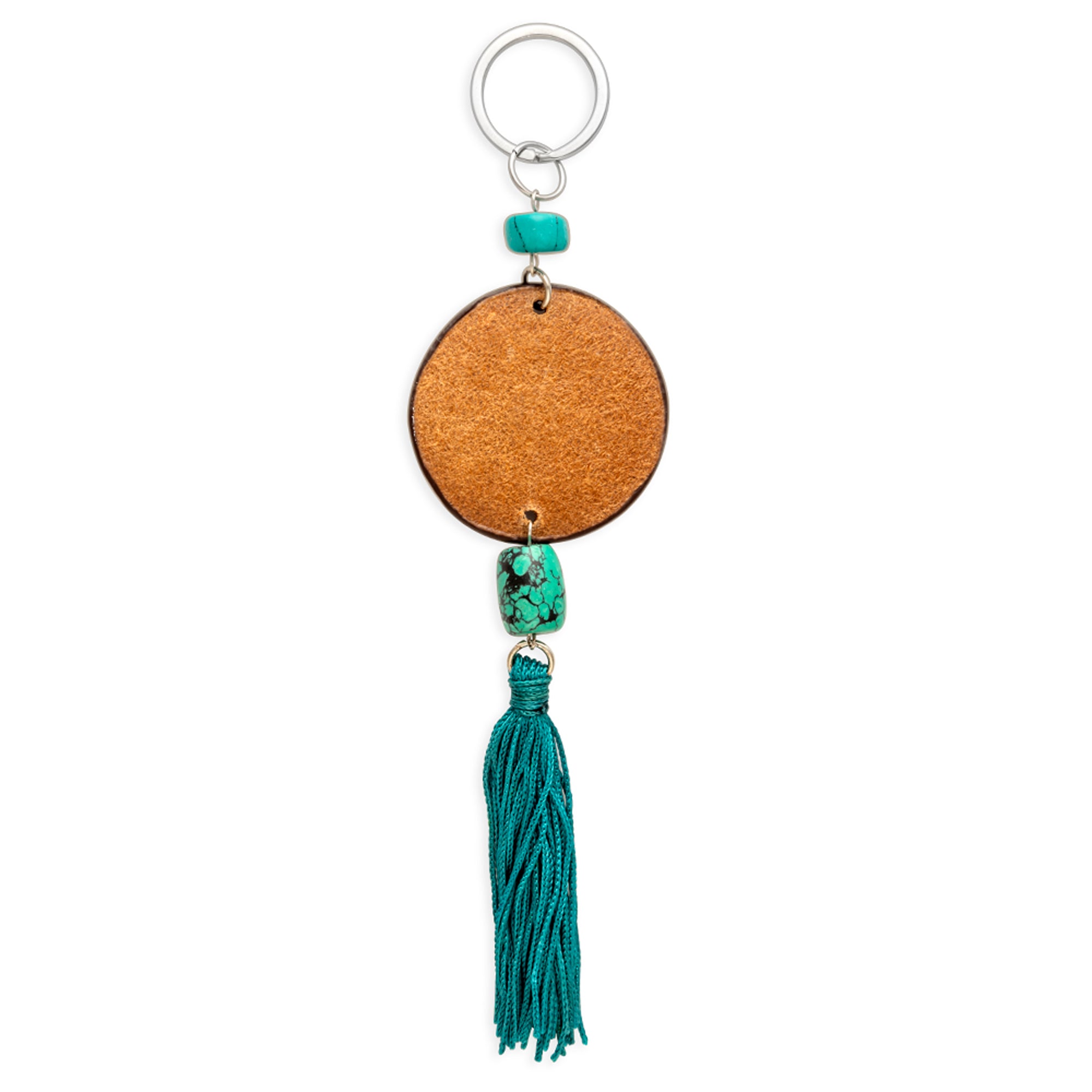 Turquoise Bloom Sunflower Elegance Hand-Tooled Key Fob - Myra USA