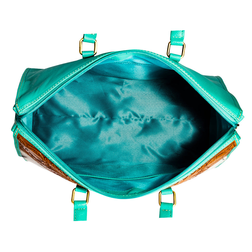 Tylersburg Hand-tooled Handbag in Turquoise - Myra USA