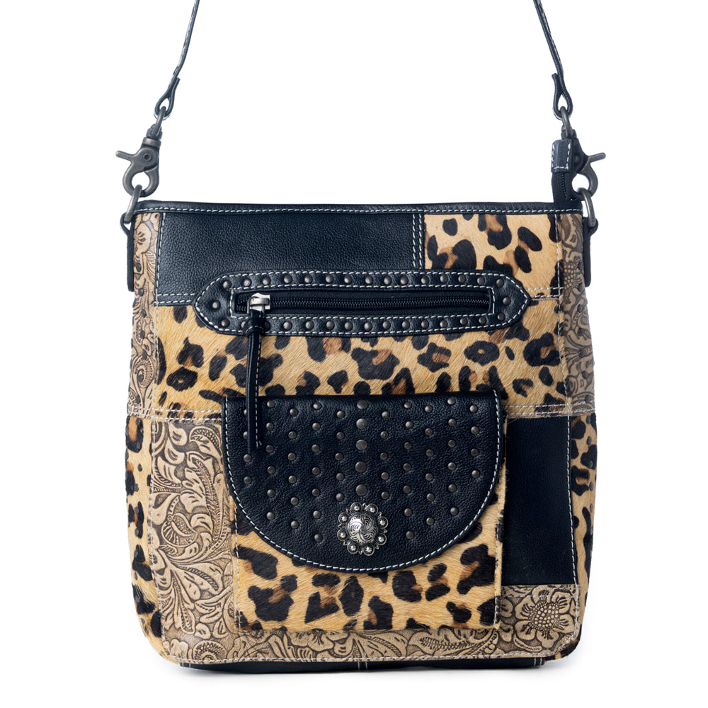 Jaguar Trail Hand-tooled Leather & Hairon Bag