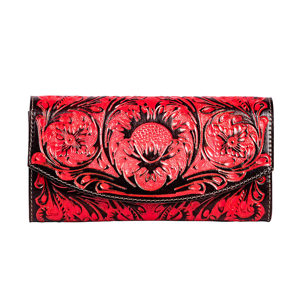 Tambrina Hand-tooled Wallet in Red - Myra USA