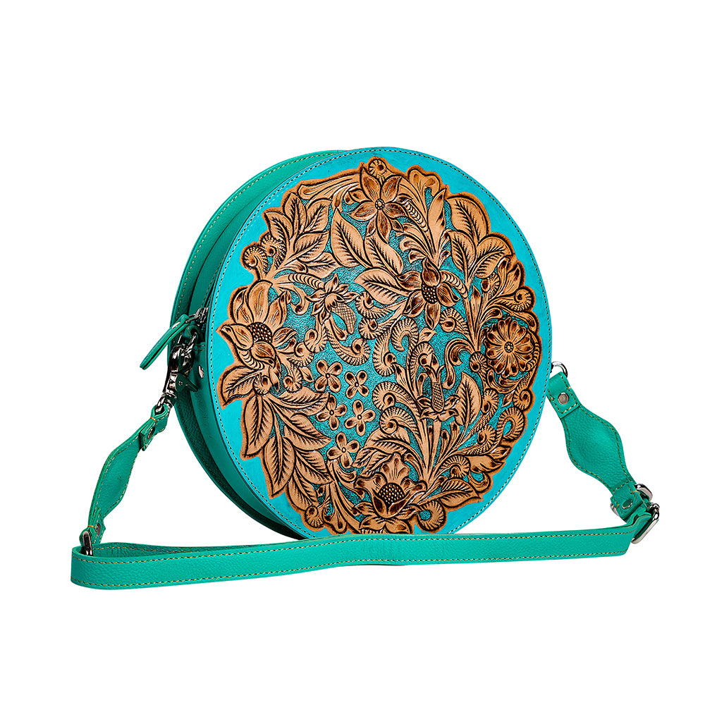 Cimarron Bluff Hand-tooled Round Bag - Myra USA