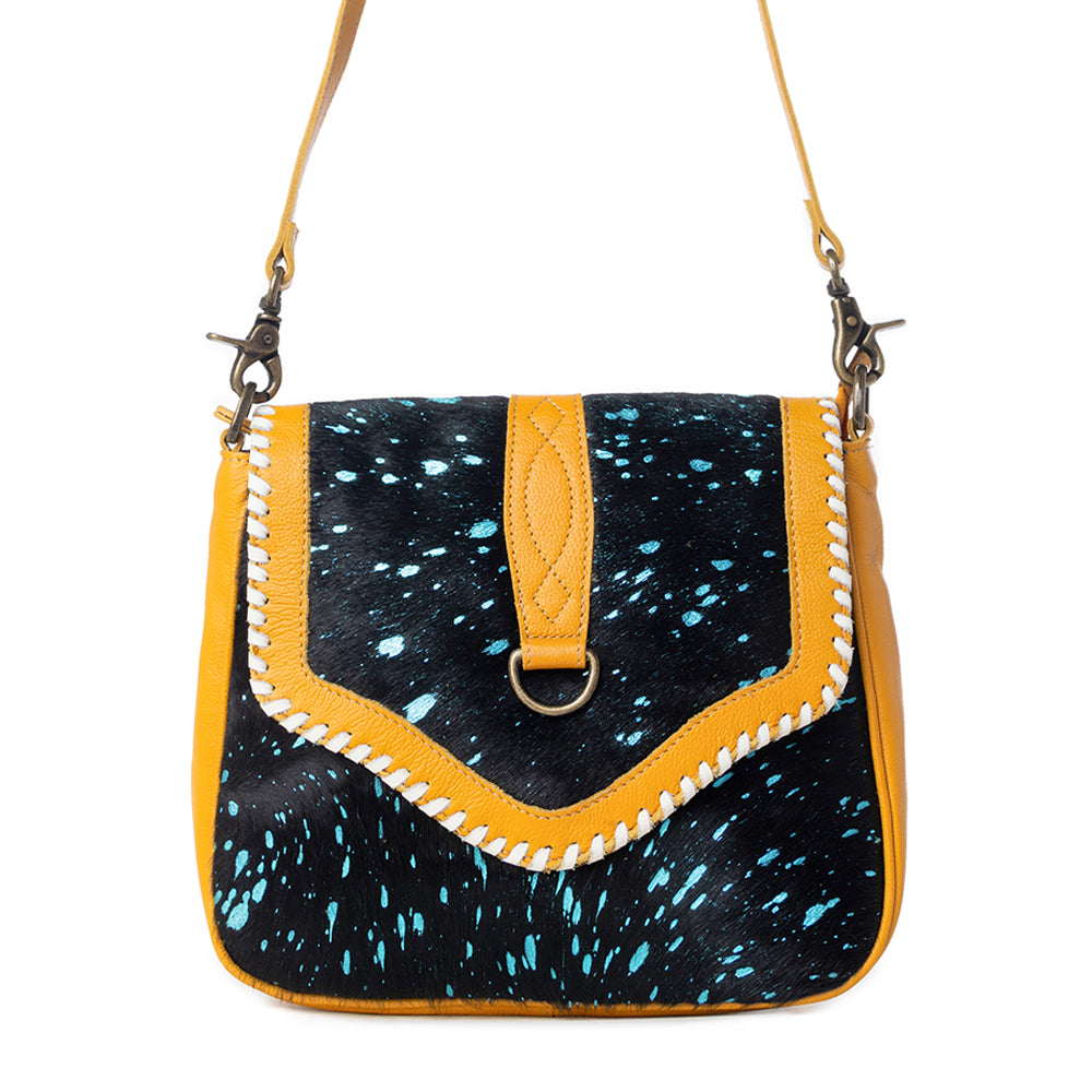 Skyviews Leather & Hairon Bag in Yellow - Myra USA