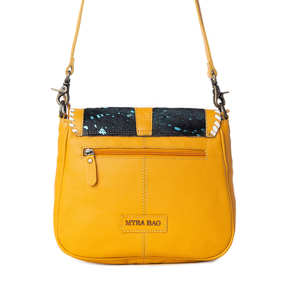 Skyviews Leather & Hairon Bag in Yellow - Myra USA