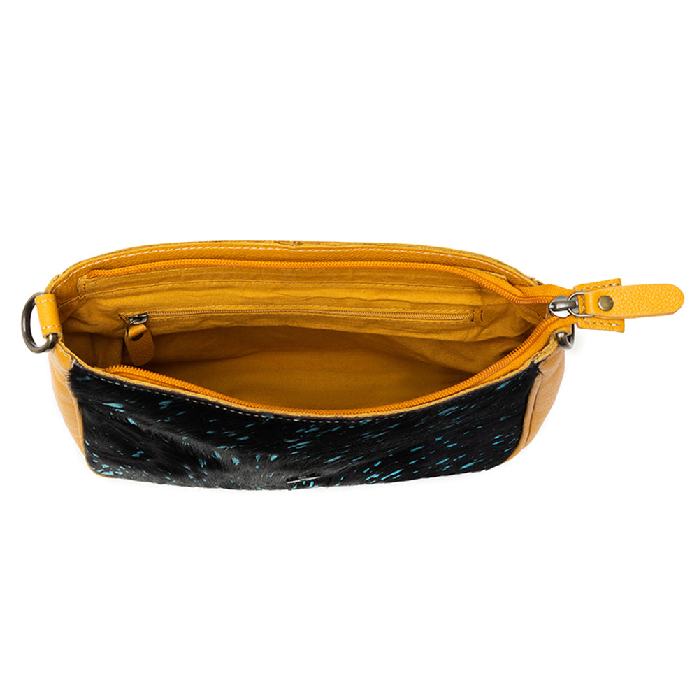 Skyviews Leather & Hairon Bag in Yellow - Myra USA