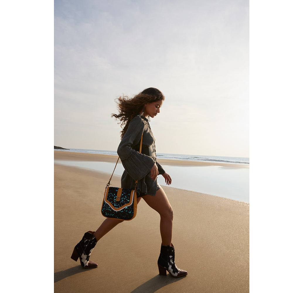 Skyviews Leather & Hairon Bag in Yellow - Myra USA